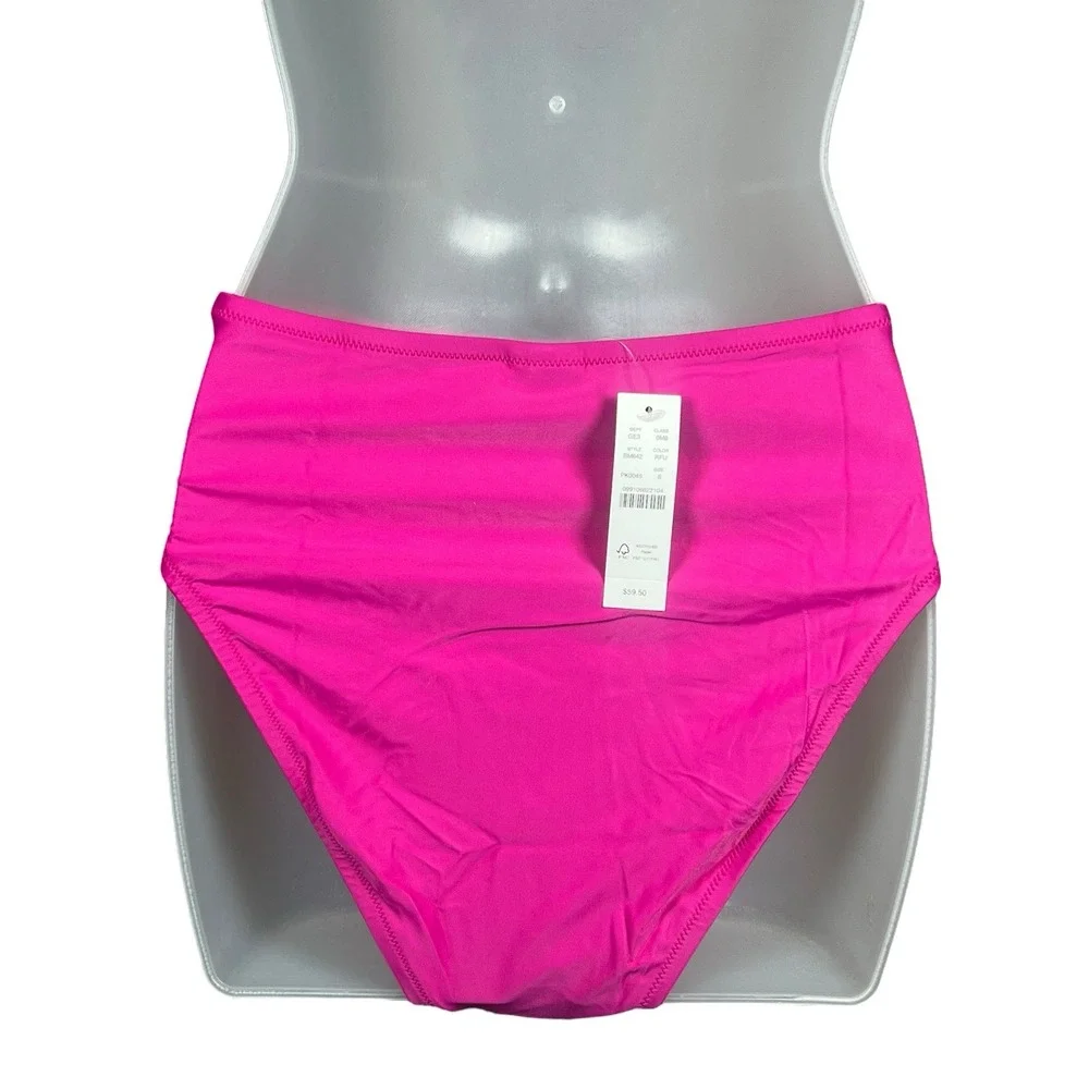 J.‎ Crew NWT Women's High-Rise Full Coverage Bikini Bottom Pink Size M Hallie